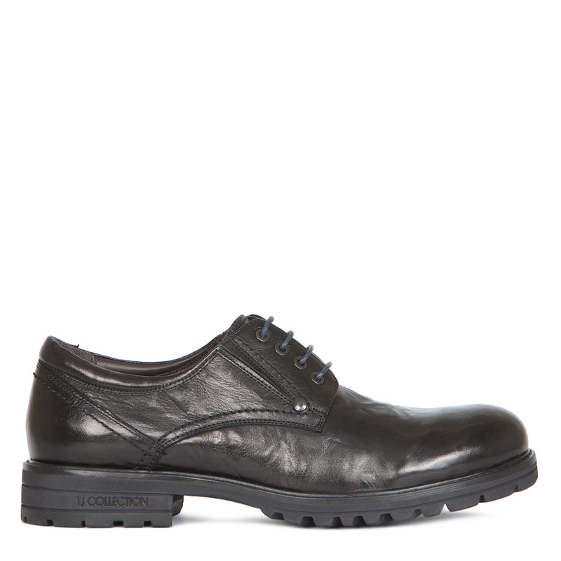 Derby Shoes in Black Washed Leather | TJ COLLECTION